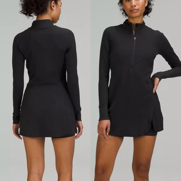 NWT Lululemon Nulux Long-Sleeve Tennis Dress in Black - Picture 1 of 7